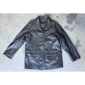 VTG Mens Sz Small Tannery West Black Leather Jacket